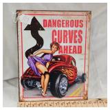 16x12 Dangerous Curves Metal Sign