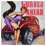 16x12 Dangerous Curves Metal Sign