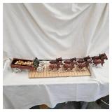 Vintage Cast Budweiser Clydesdale Wagon and Horses, complete
