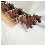 Vintage Cast Budweiser Clydesdale Wagon and Horses, complete