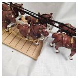 Vintage Cast Budweiser Clydesdale Wagon and Horses, complete