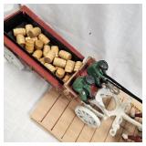 Vintage Cast Budweiser Clydesdale Wagon and Horses, complete