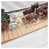 Vintage Cast Budweiser Clydesdale Wagon and Horses, complete