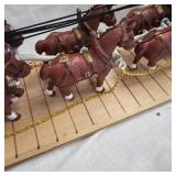 Vintage Cast Budweiser Clydesdale Wagon and Horses, complete