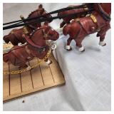 Vintage Cast Budweiser Clydesdale Wagon and Horses, complete
