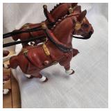 Vintage Cast Budweiser Clydesdale Wagon and Horses, complete