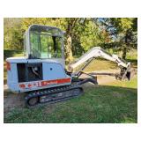 Bobcat X331 Compact Excavator with 2 buckets and thumb attachment