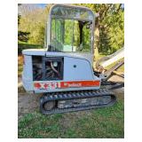 Bobcat X331 Compact Excavator with 2 buckets and thumb attachment