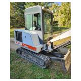 Bobcat X331 Compact Excavator with 2 buckets and thumb attachment
