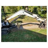 Bobcat X331 Compact Excavator with 2 buckets and thumb attachment