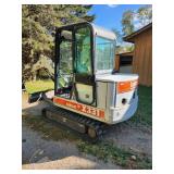 Bobcat X331 Compact Excavator with 2 buckets and thumb attachment