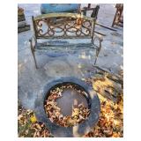 Outdoor Metal Bench and Fire Pit Set