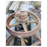 Set of 3 Large Cast Iron Pulley Wheels with Mounting Hubs