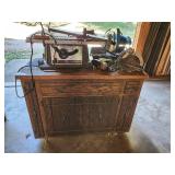 Lot of Table saws, power tools and work bench cabinet