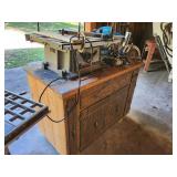 Lot of Table saws, power tools and work bench cabinet