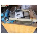 Lot of Table saws, power tools and work bench cabinet