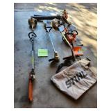 Stihl Outdoor Power Equipment Lot - Blower, Chainsaw, Trimmers, Hedge Trimmer & Accessories