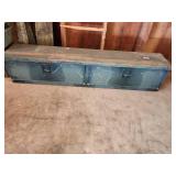 Vintage Metal Storage Bin with Dividers and Hinged Doors