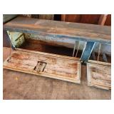 Vintage Metal Storage Bin with Dividers and Hinged Doors