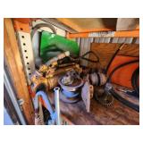 Industrial Lot of Shop Tools, Fuel Containers, and Equipment Parts