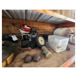Industrial Lot of Shop Tools, Fuel Containers, and Equipment Parts