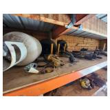 Industrial Lot of Shop Tools, Fuel Containers, and Equipment Parts