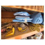 Industrial Lot of Shop Tools, Fuel Containers, and Equipment Parts