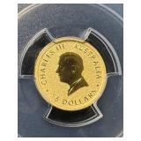 2024 AUSTRALIAN KANGAROO 1/10TH TROY OZ .9999 FINE GOLD PCGS MS68
