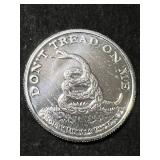 1 TROY OZ .999 FINE SILVER DONT TREAD ON ME ROUND
