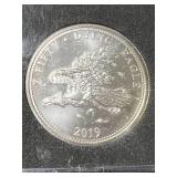1 TROY OZ .999 FINE SILVER ZOMBUCKS DYING EAGLE ROUND SLABBED
