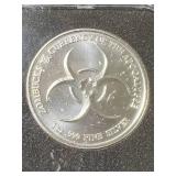 1 TROY OZ .999 FINE SILVER ZOMBUCKS DYING EAGLE ROUND SLABBED
