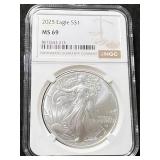 2025 AMERICAN SILVER EAGLE NGC MS69