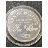 1 TROY OZ .999 FINE SILVER JOHNSON MATTHEY ROUND