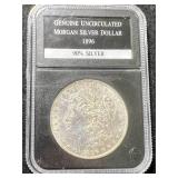 1896 US MORGAN SILVER DOLLAR SLABBED UNC