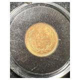 1945 MEXICAN DOS PESOS GOLD COIN IN AIRTITE