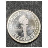 HALF TROY OZ .999 FINE SILVER MONEY METALS ROUND