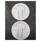 2 DATELESS US STANDING LIBERTY QUARTERS