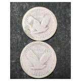 2 DATELESS US STANDING LIBERTY QUARTERS