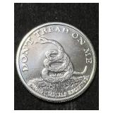 1 TROY OZ .999 FINE SILVER DONT TREAD ON ME ROUND