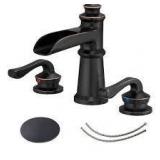 BWE 8 in. Waterfall Widespread 2-Handle Bathroom Faucet With Pop-up Drain Assembly in Oil Rubbed Bronze  Customer Returns See Pictures