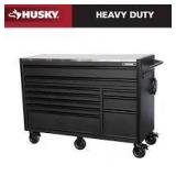 Husky Modular Tool Storage 62 in. W X 24 in. D Heavy Duty Matte Black Mobile Workbench Cabinet with Stainless Steel Top Customer Returns See Pictures