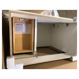 Home Decorators Collection Thornbriar 36 in. W x 22 in. D x 34 in. H Right Side Drawers Vanity Cabinet without Top in Polar White Customer Returns See Pictures