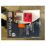 Hampton Bay Finch 22 in. Distressed White Ribbed Table Lamp with White Linen Shade  Customer Returns See Pictures