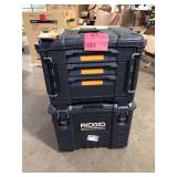 RIDGID Pro Gear System Gen 2.0 25 in. Rolling Tool Box with 9 in. Wheels and 14.6 in. 3-Drawer Tool Box Combo Customer Returns See Pictures