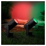 Hampton Bay Smart 450 Lumens Black LED Color Changing Low Voltage Outdoor Spotlight Powered by Hubspace (3-Pack)   Customer Returns See Pictures
