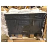 Home Decorators Collection Sonoma 48 in. Single Sink Dark Charcoal Bath Vanity with Carrara Marble Top (Assembled)   Customer Returns See Pictures