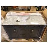 Home Decorators Collection Sonoma 48 in. Single Sink Dark Charcoal Bath Vanity with Carrara Marble Top (Assembled)   Customer Returns See Pictures