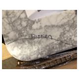 Home Decorators Collection Collette 30 in. Single Sink Cinnamon Oak Bath Vanity with White Carrara Marble Top (Assembled) Granite Broken   Customer Returns See Pictures