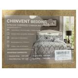 chiinvent Oversized King Bedspreads 128x120 Extra Wide Coverlet Sets, 5 Piece Double-Sided Damask Jacquard Large Quilts, Lightweight and Reversible, Cal King, Light Blue