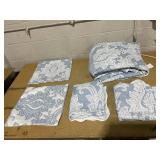 chiinvent Oversized King Bedspreads 128x120 Extra Wide Coverlet Sets, 5 Piece Double-Sided Damask Jacquard Large Quilts, Lightweight and Reversible, Cal King, Light Blue
